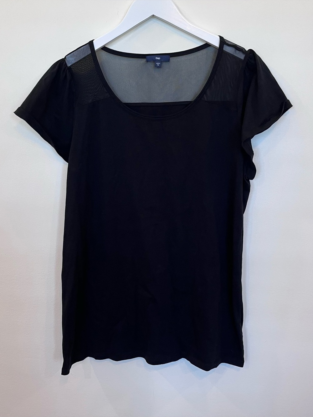 Gap Sheer Panel Top Mesh Black Womens Xl Stretch Cotton Soft Lightweight